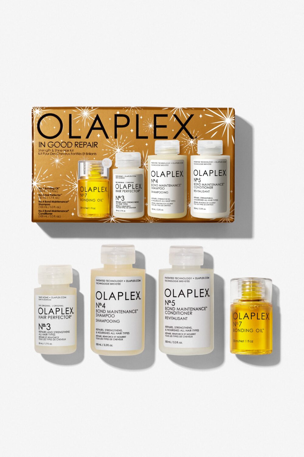 KIT OLAPLEX TRAVEL SIZE PASOS 3 50ml, 4 100ml, 5 100ml y 7 30ml