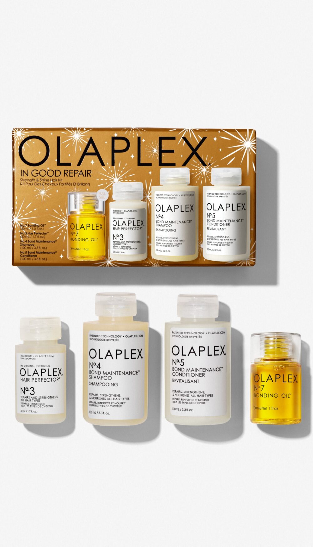 KIT OLAPLEX TRAVEL SIZE PASOS 3 50ml, 4 100ml, 5 100ml y 7 30ml